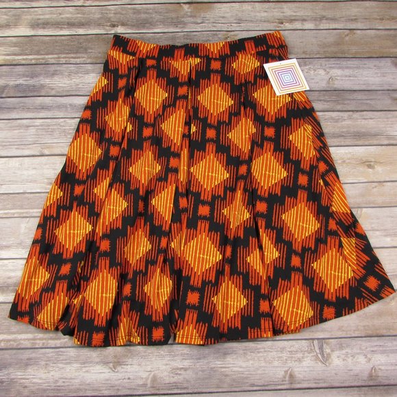 LuLaRoe Medium Madison Skirt Geometric Orange - Picture 1 of 5